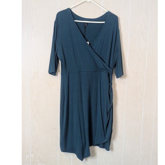 New 41 Hawthorn Green ribbed jersey side ruched midi dress size XL - Picture 9 of 10